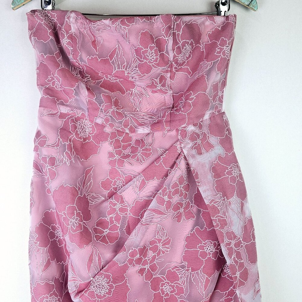 Lulu's Dreamy Vision Mauve Floral Burnout Jacquard Strapless Midi Dress, M, NWT - Picture 4 of 11